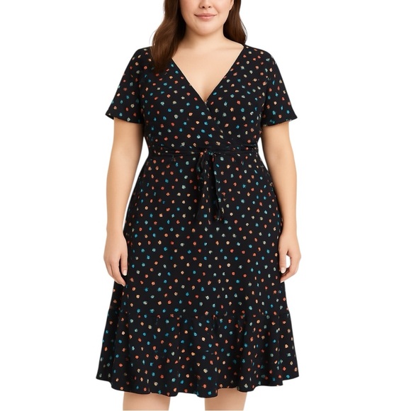 Sangria Polka Dot Dress Size 16W Lace Flutter Sleeve - Picture 1 of 16